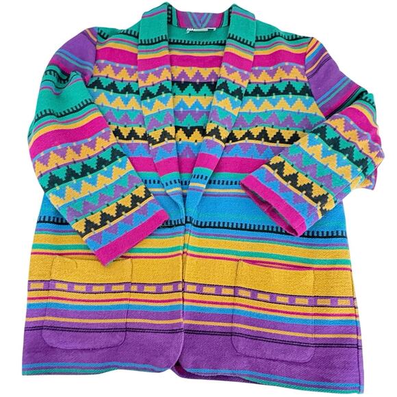 Eagle River Aztec Wool Jacket 16 Vintage Southwest Cardigan Western Boho (Flaw) - Picture 4 of 8